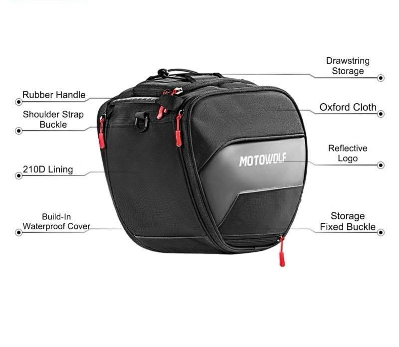 MOTOWOLF SCOOTER TUNNEL BAG MB5 UNIVERSAL - BLACK