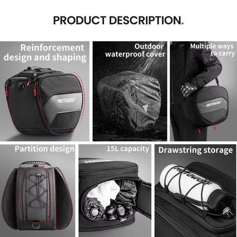 MOTOWOLF SCOOTER TUNNEL BAG MB5 UNIVERSAL - BLACK